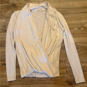Cream Y2K Fleece Wrap Blouse